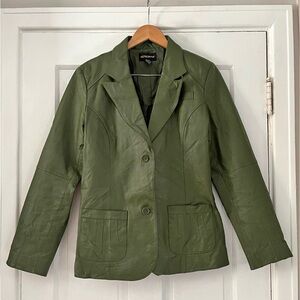 Vintage Olive Green Leather Jacket/Blazer
